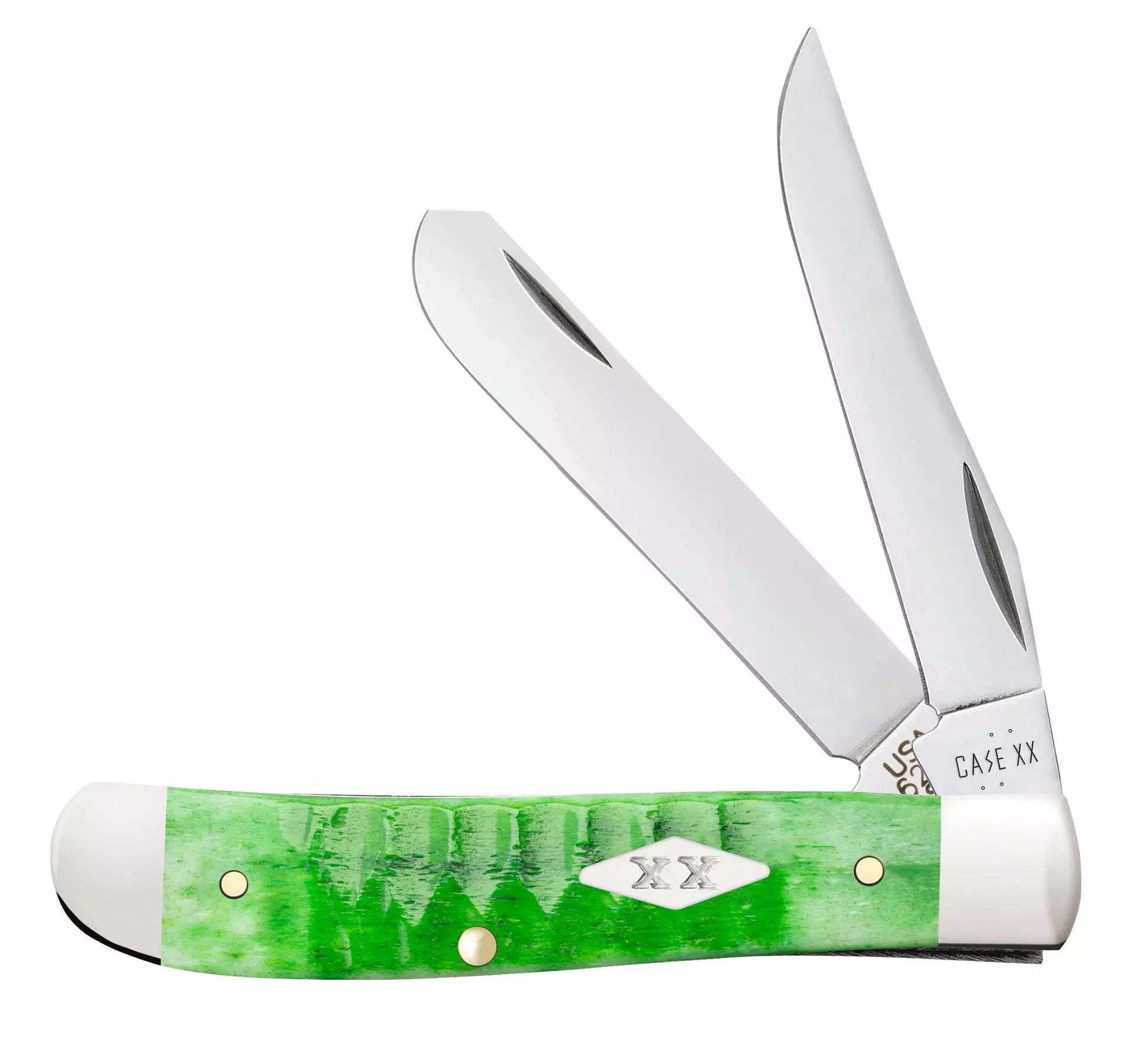 Case Gator Jigged Bright Green Bone Mini Trapper Pocket Knife (11441)