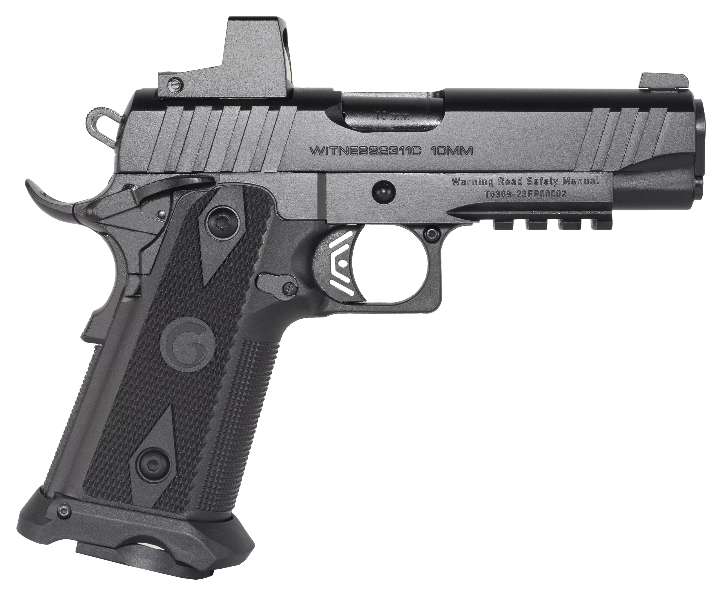 EAA Witness2311 Optic Ready Pistol 395000, 10mm Auto, 5in, Black Checkered Polymer Grips, Black Finish, 15 Rds