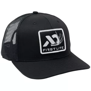 First Lite Men's Whitetail Patch Trucker Hat Black One Size Fits Most
