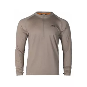 First Lite Men's Wick Quarter Zip Base Layer Shirt Walnut Medium