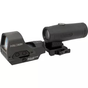 Holosun HS510C Reflex Red Dot Sight 1x Selectable Green Reticle Quick-Release Mount Solar/Battery Powered with HM3X 3x Flip Magnifier with Picatinny Lower 1/3 Co-Witness Mount Matte Black