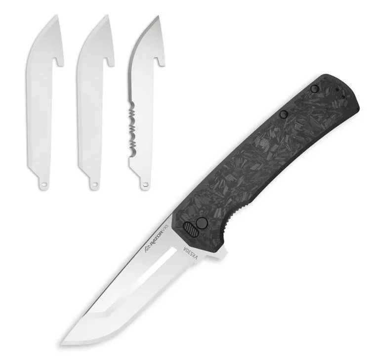Razor VX 5 | FORGED CARBON & G10 3.0" Replaceable Blade | Ceramic Bearing Flipper | EDC Knife