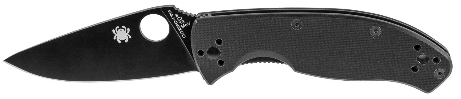 Spyderco Tenacious Drop Point Folding Knife w/Black Textured Handle (C122GBBKP)